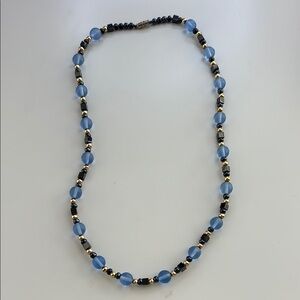 blue and black beaded necklace